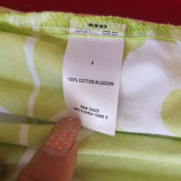 Carters Lime Grn, White and Brown Sundress,  sz  4 - Picture 5 of 6